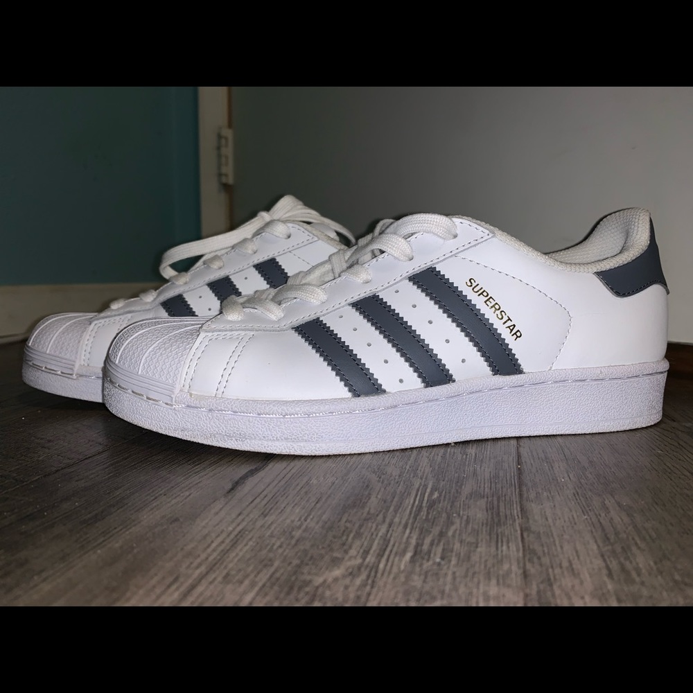 Adidas Superstar Sneakers Gray White Gold Trainers Shoes